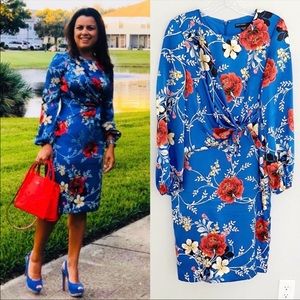 Maggy London Constance Blue Floral Dress, Size 4